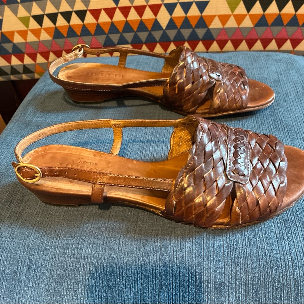 Sesto Meucci vintage brown woven sling back sandals size 8.5 - Picture 2 of 6
